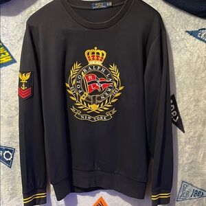 Polo by Ralph Lauren Black Crewneck Sweater with Regal Emblem
